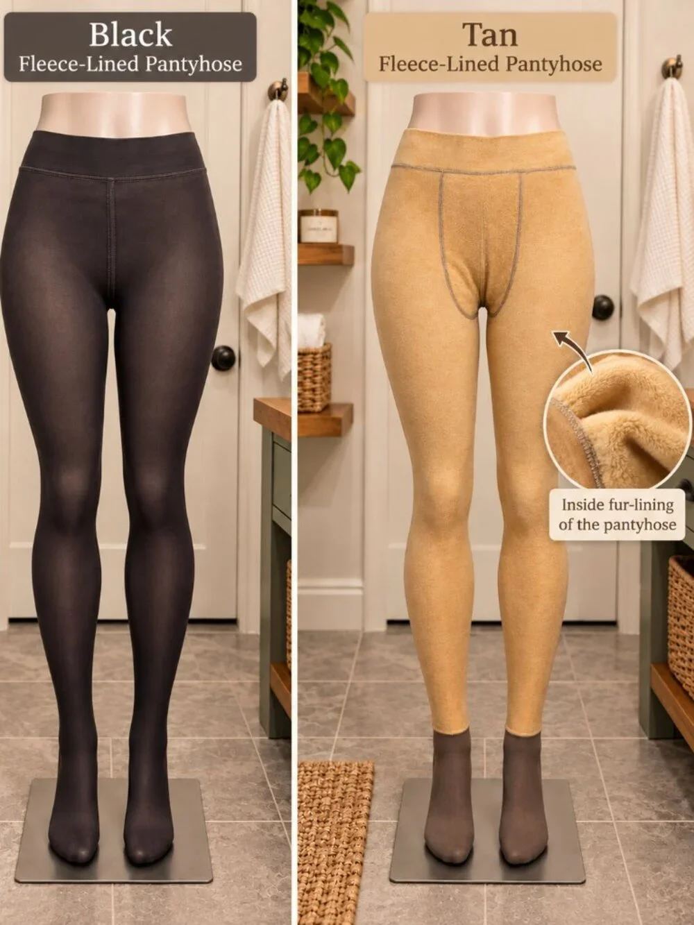 2 Pair Women’s Fleece-Lined Footed Tights Winter Pantyhose -Size Small/Med